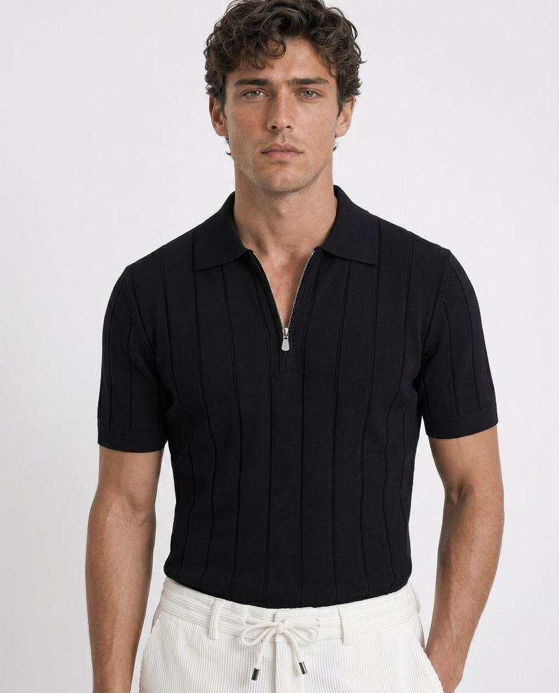 Riva Polo Triko T-Shirt Siyah