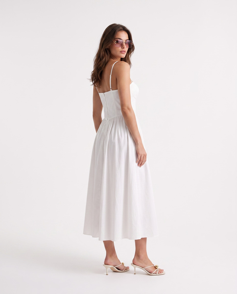 Rose Poplin Elbise Beyaz