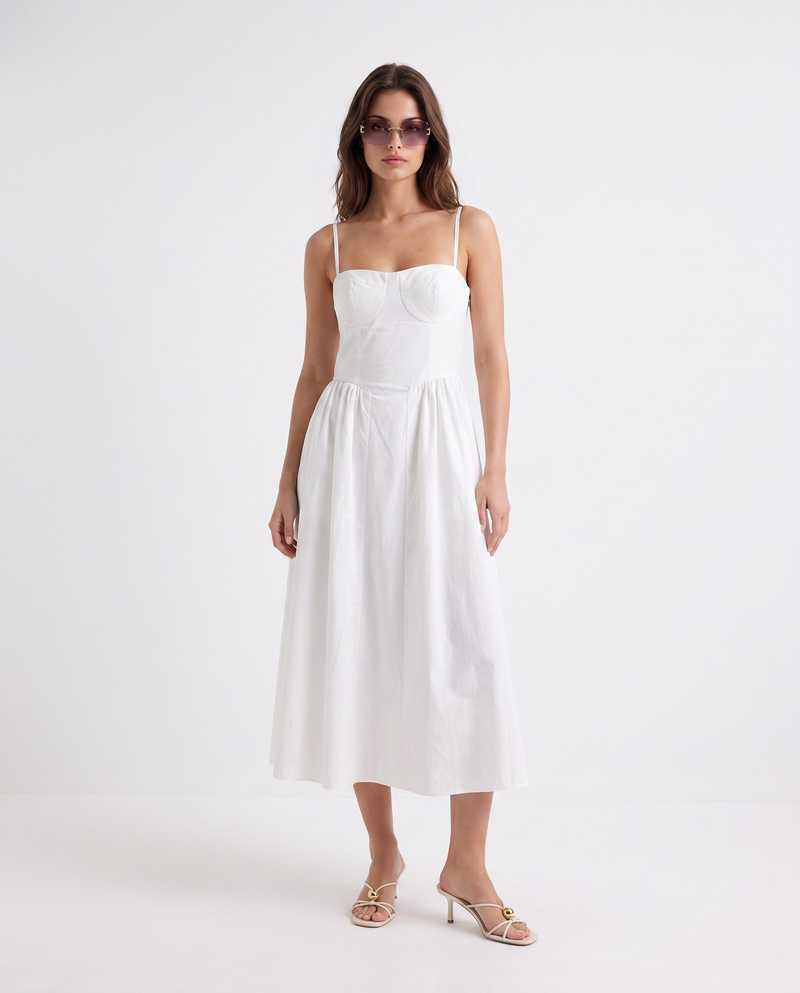 Rose Poplin Elbise Beyaz