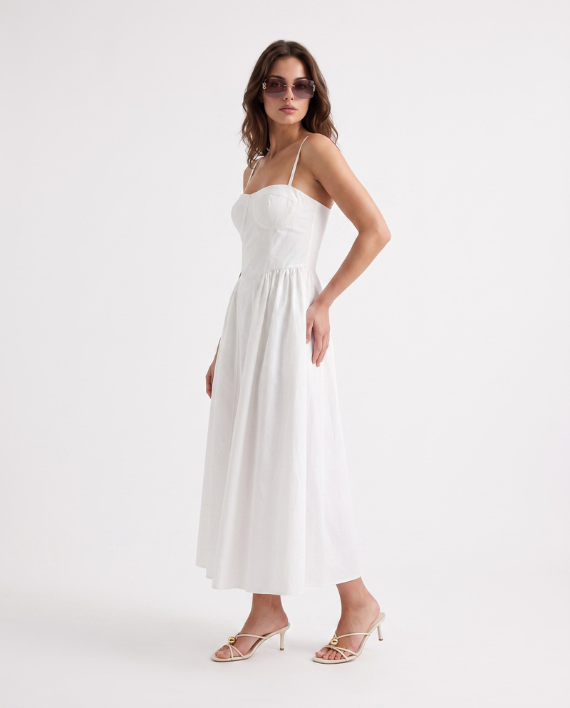 Rose Poplin Elbise Beyaz