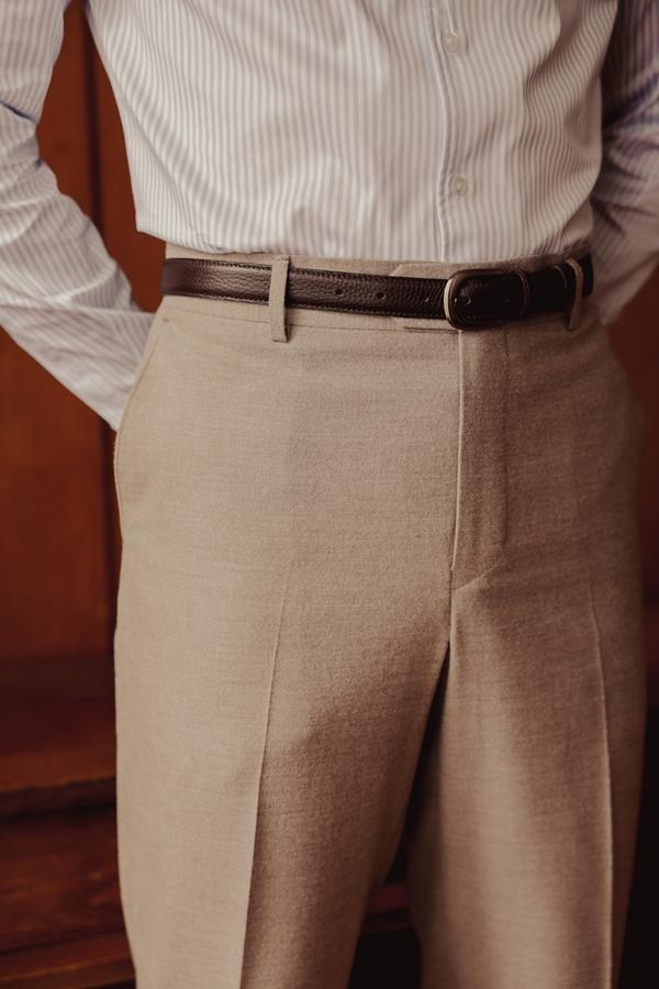 Luxe Flannel Slim-Fit Pants Bej