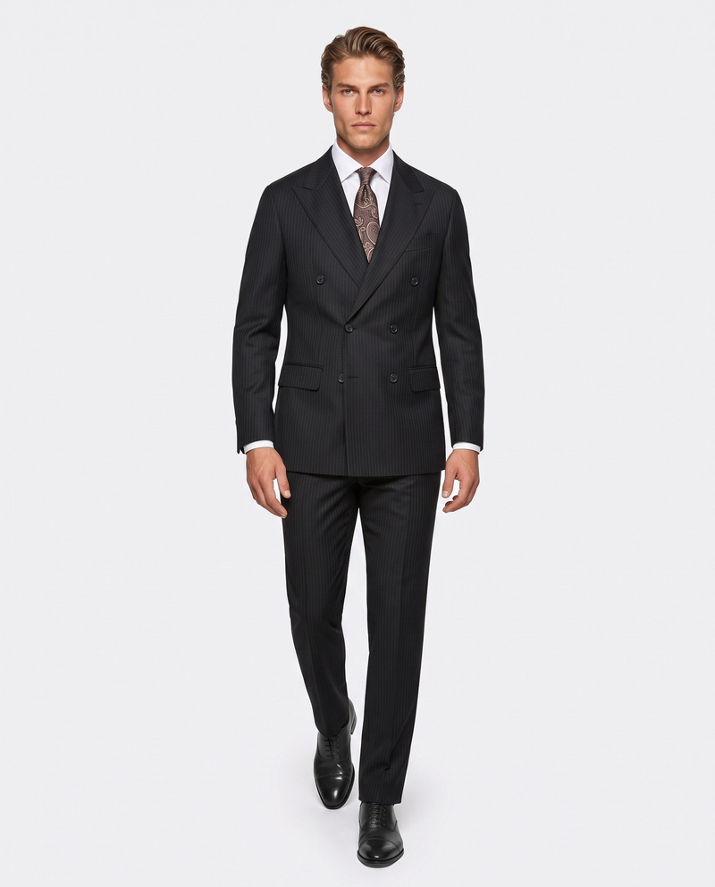 Staten Double-Breasted Suit Black
