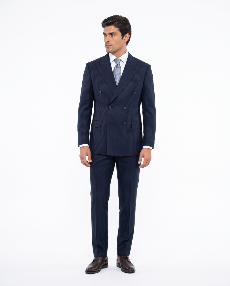 Varollo Double-Breasted Suit Navy