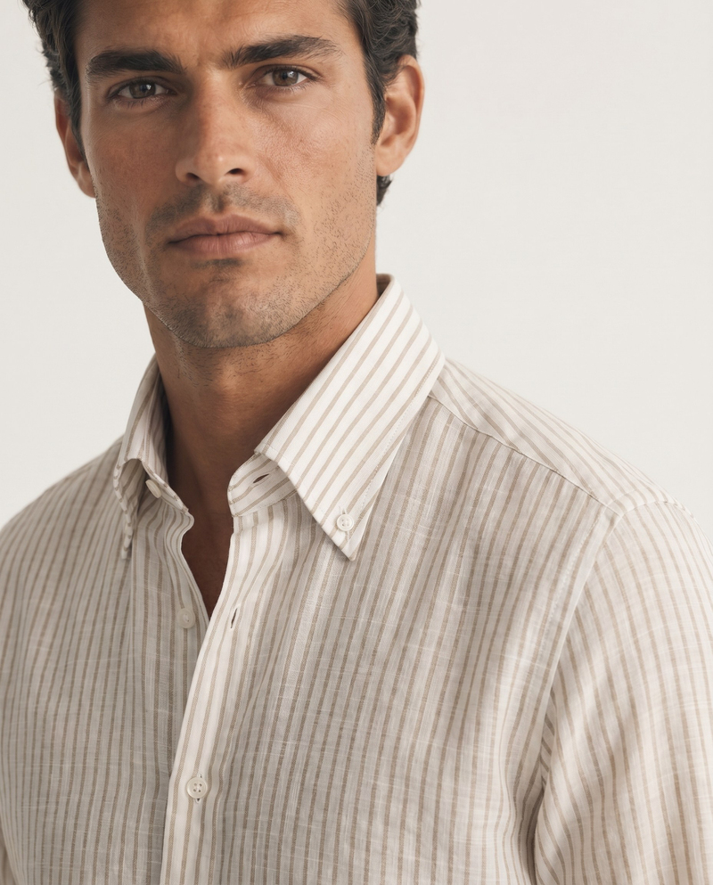 Milo Button-Down Shirt Bej