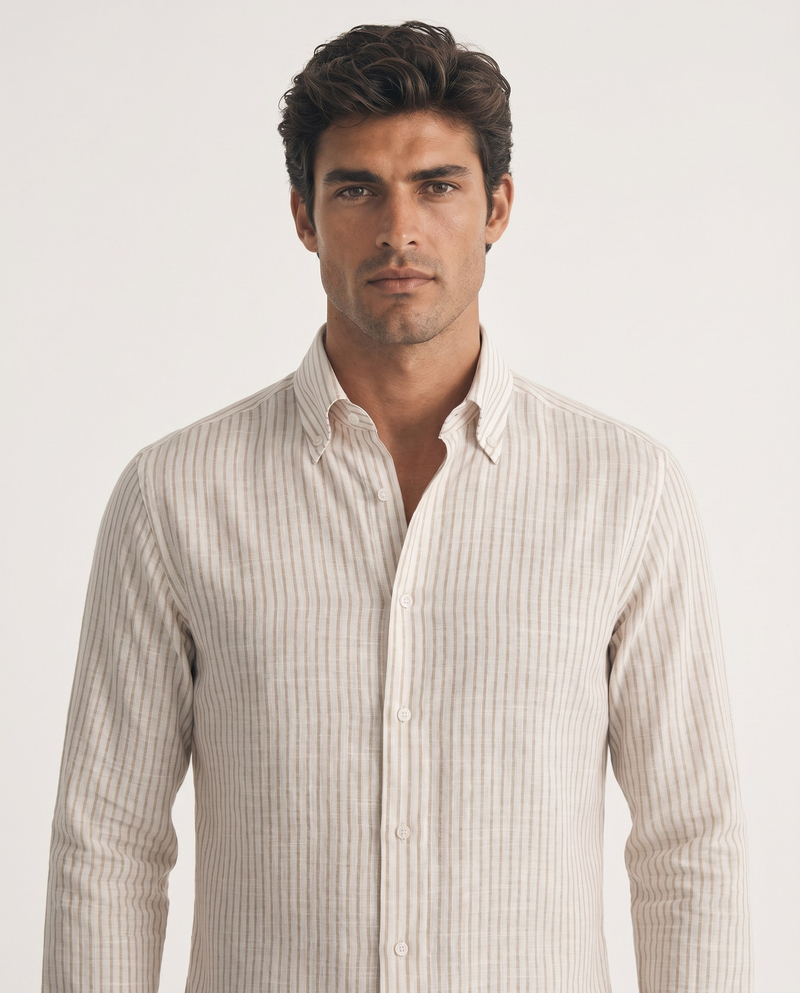 Milo Button-Down Shirt Bej