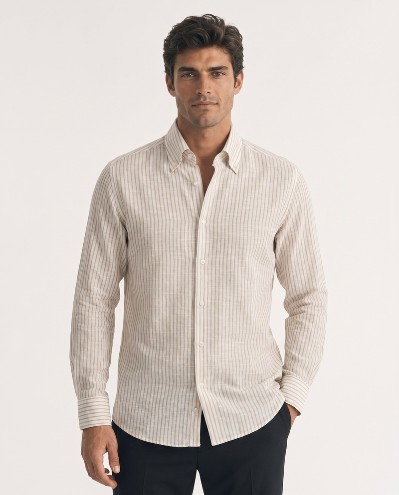 Milo Button-Down Shirt Bej