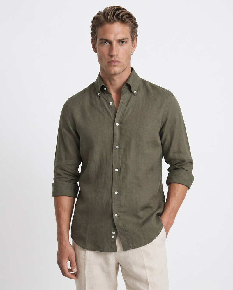 Prive Button-Down Shirt Khaki