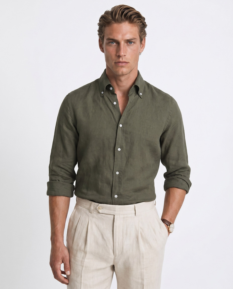 Prive Button-Down Shirt Khaki