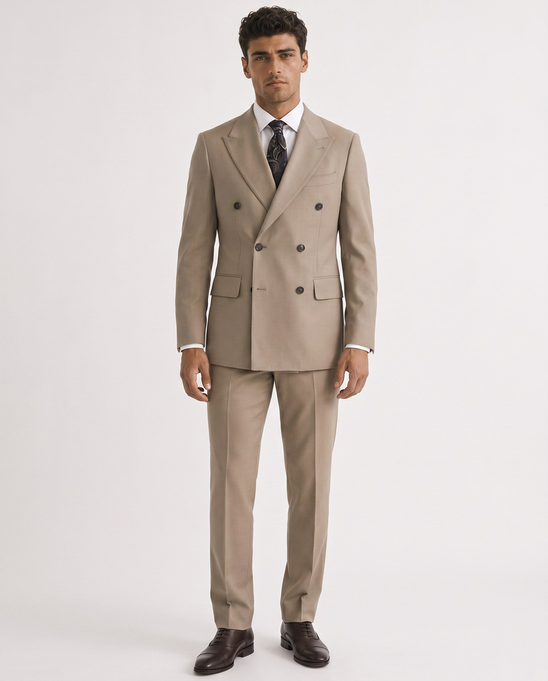 Yeseva One Double-Breasted Suit  Milky Brown