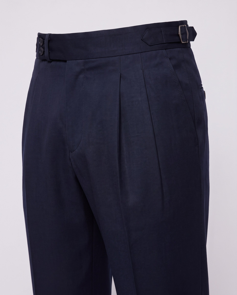 Zayn Double-Pleated Pants Navy