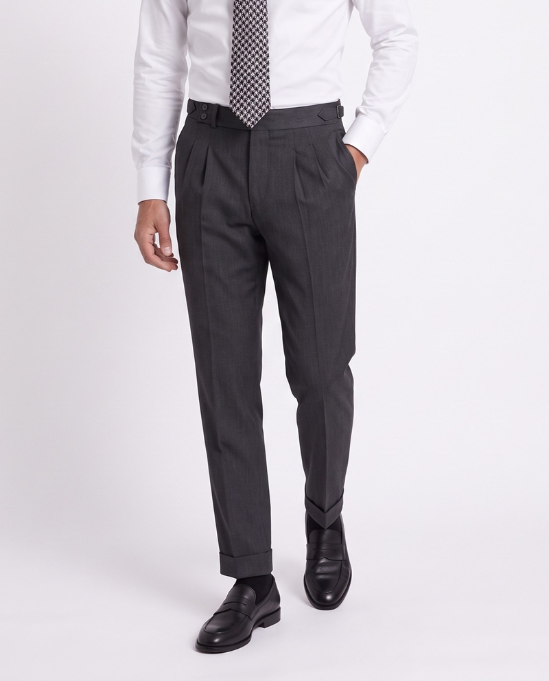 Zayn Double-Pleated Pants Smoked