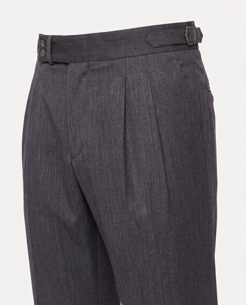 Zayn Double-Pleated Pants Smoked
