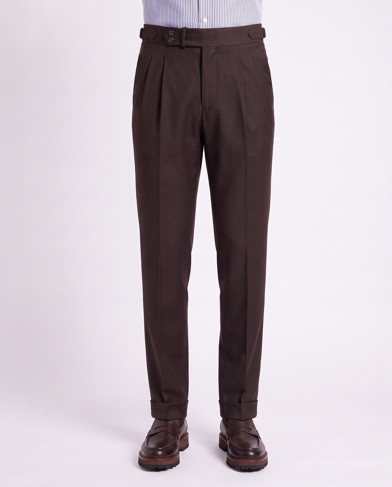 Zayn Double-Pleated Pants Brown