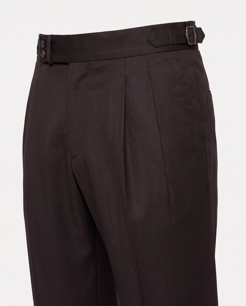 Zayn Double-Pleated Pants Brown