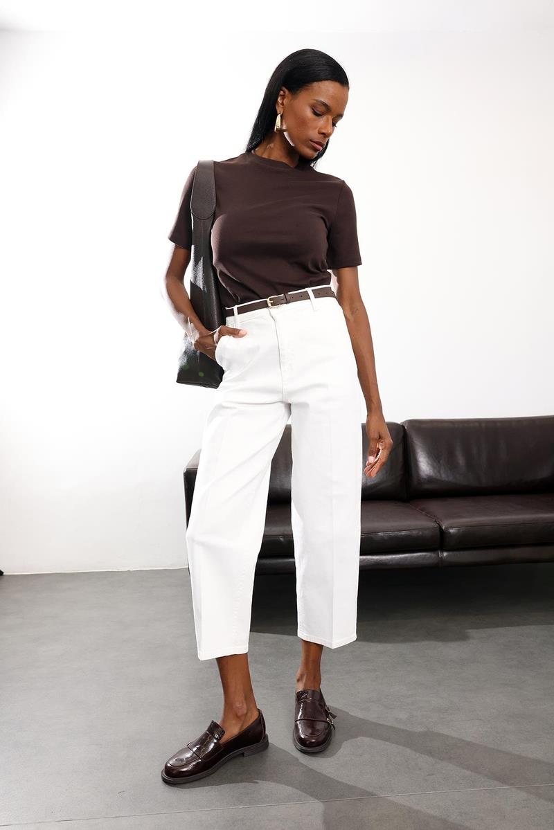 Acı Kahve Bisiklet Yaka Basic Tişört 1075