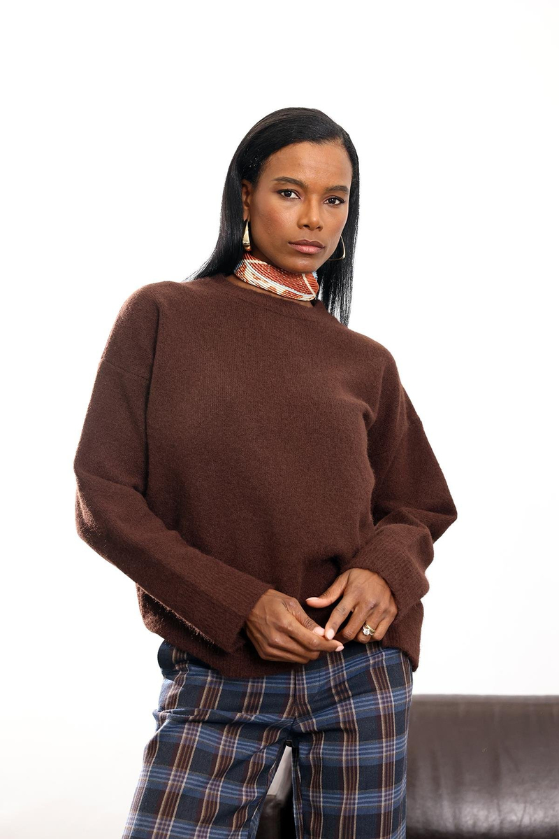 Acı Kahve Bisiklet Yaka Yumuşak Dokulu Triko 251297