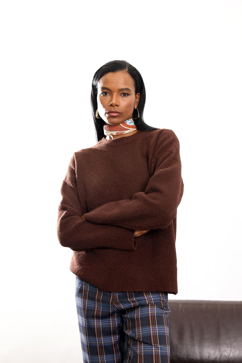 Acı Kahve Bisiklet Yaka Yumuşak Dokulu Triko 251297