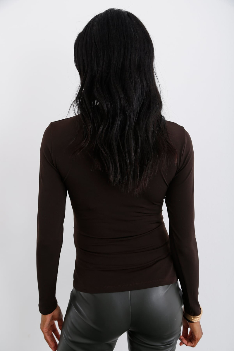 Acı Kahve Drape Detaylı Jarse Bluz 4039