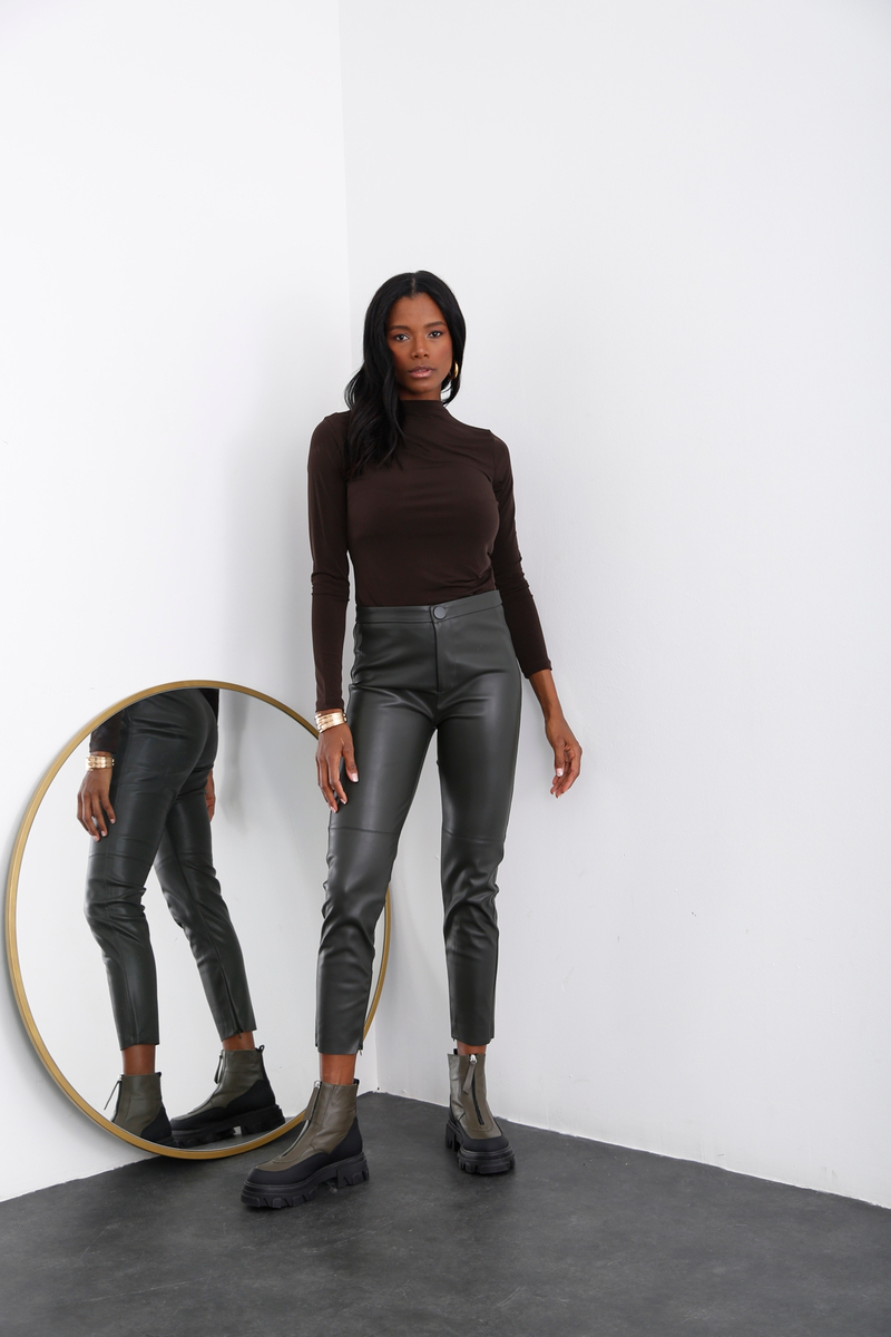 Acı Kahve Drape Detaylı Jarse Bluz 4039