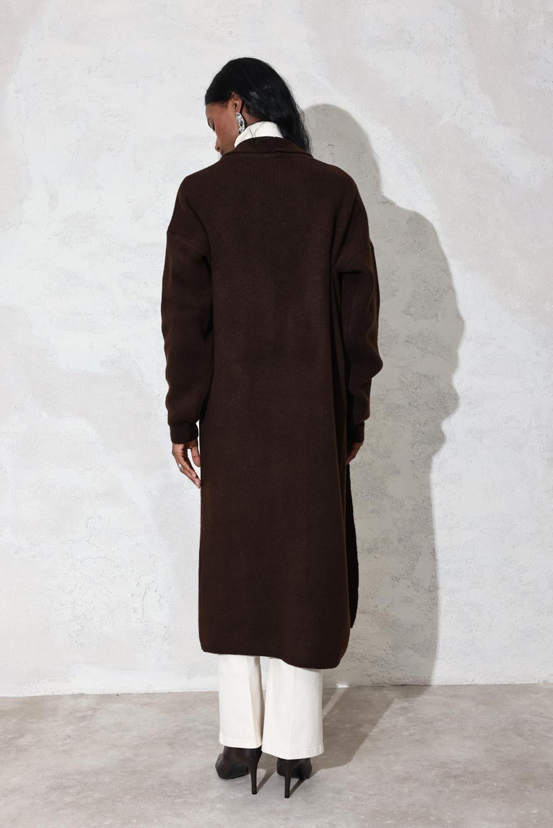 Acı Kahve Maxi Boy Hırka 8112