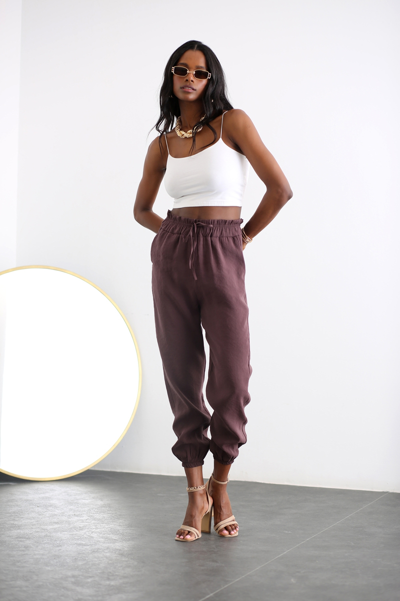 Acı Kahve Paçası Lastikli Jogger Pantolon 