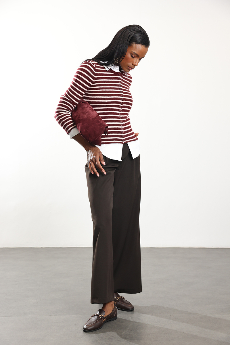 Acı Kahve Palazzo Kumaş Pantolon 1607