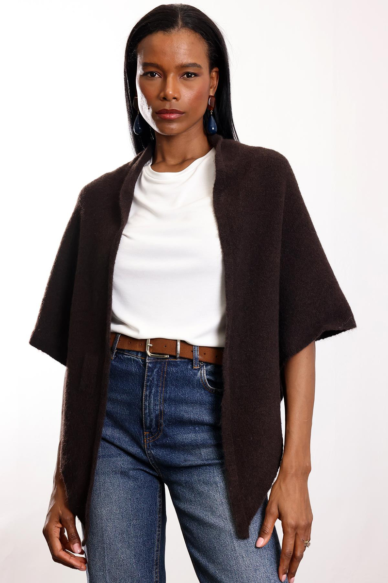 Acı Kahve Triko Üçgen Atkı S009