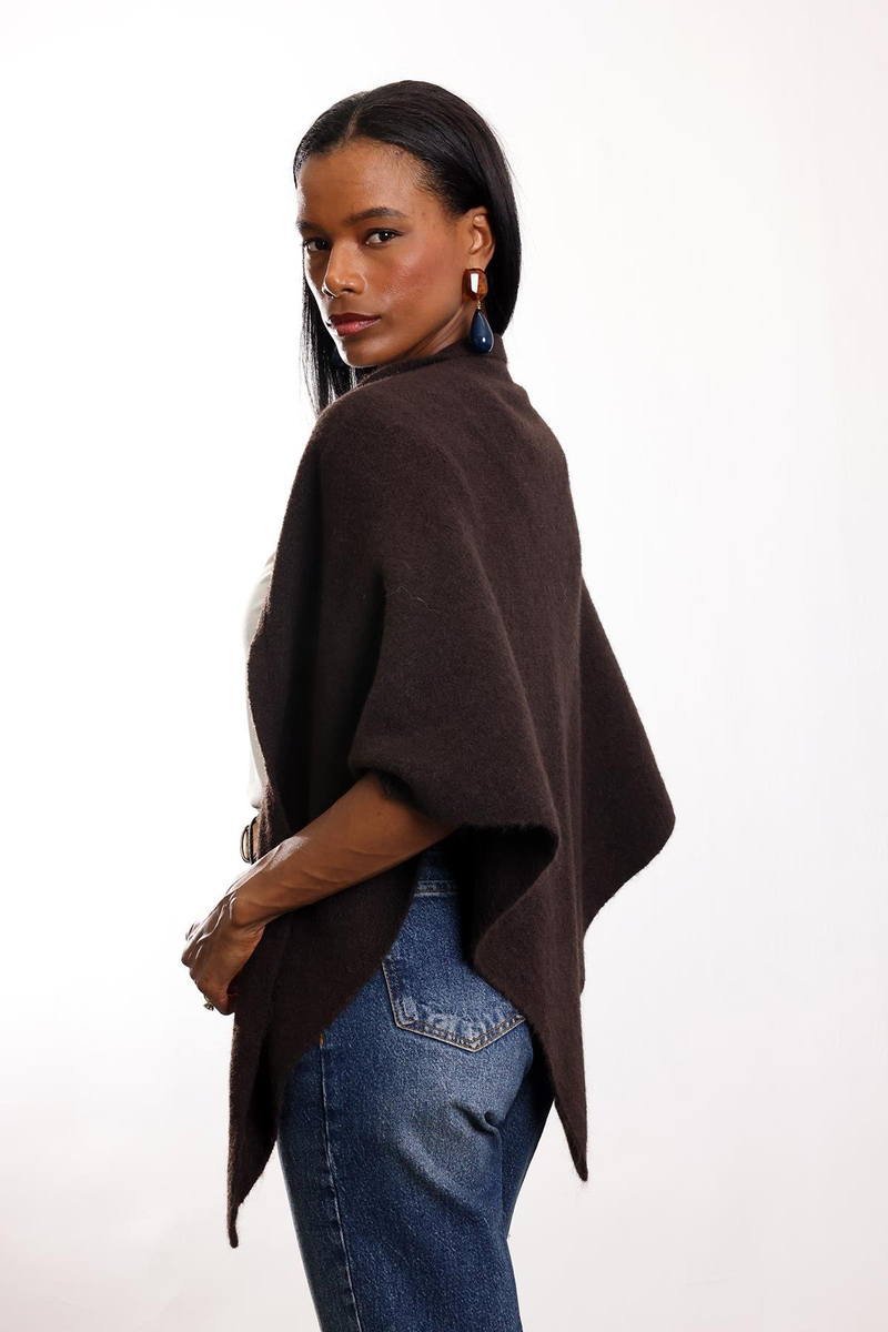 Acı Kahve Triko Üçgen Atkı S009