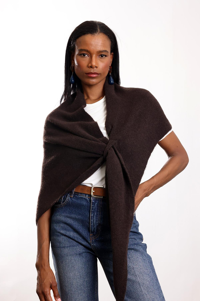 Acı Kahve Triko Üçgen Atkı S009