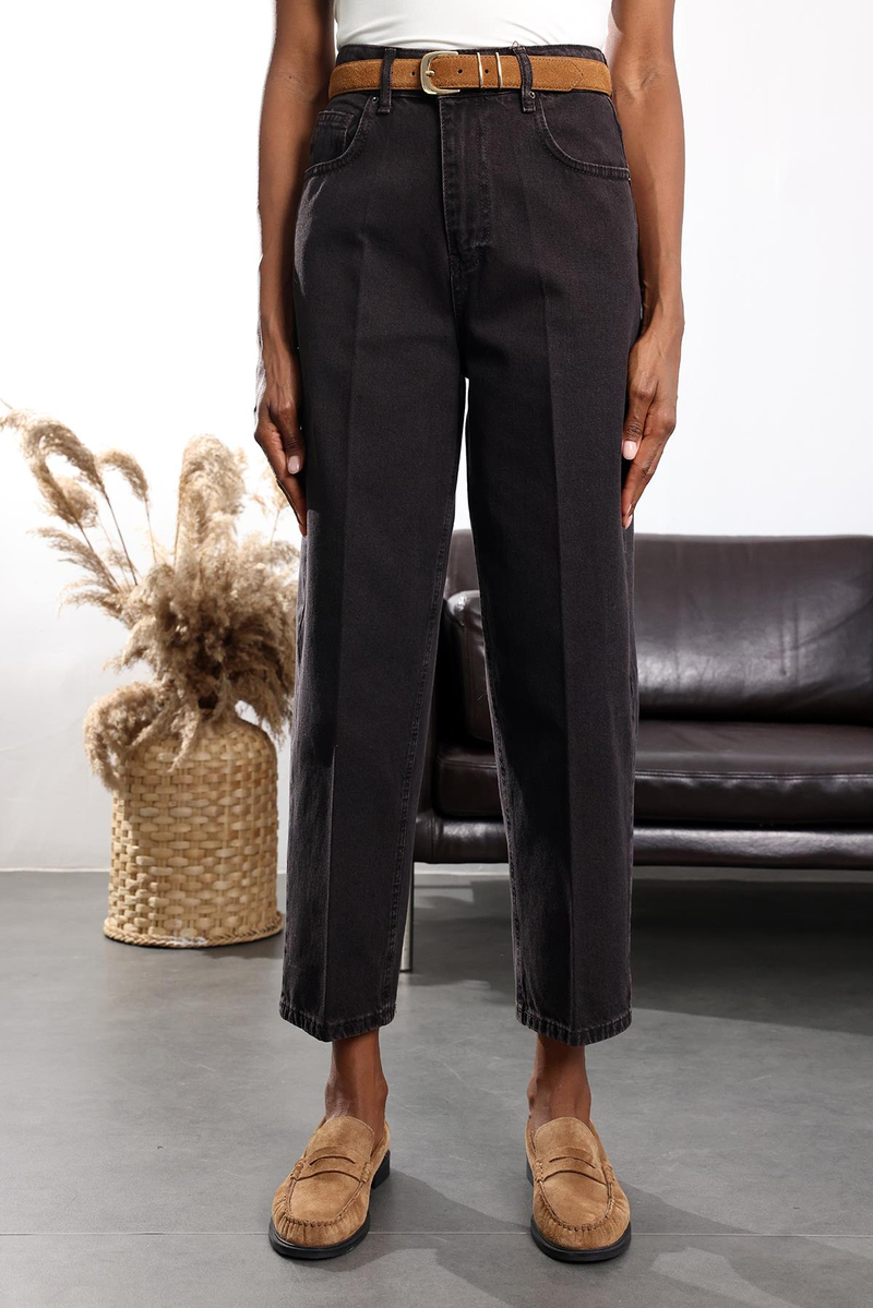 Acı Kahve Yüksek Bel Baggy Jean 3004