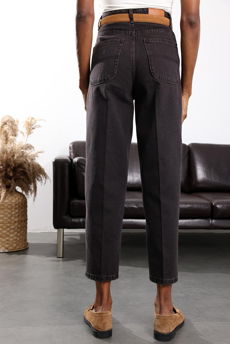 Acı Kahve Yüksek Bel Baggy Jean 3004
