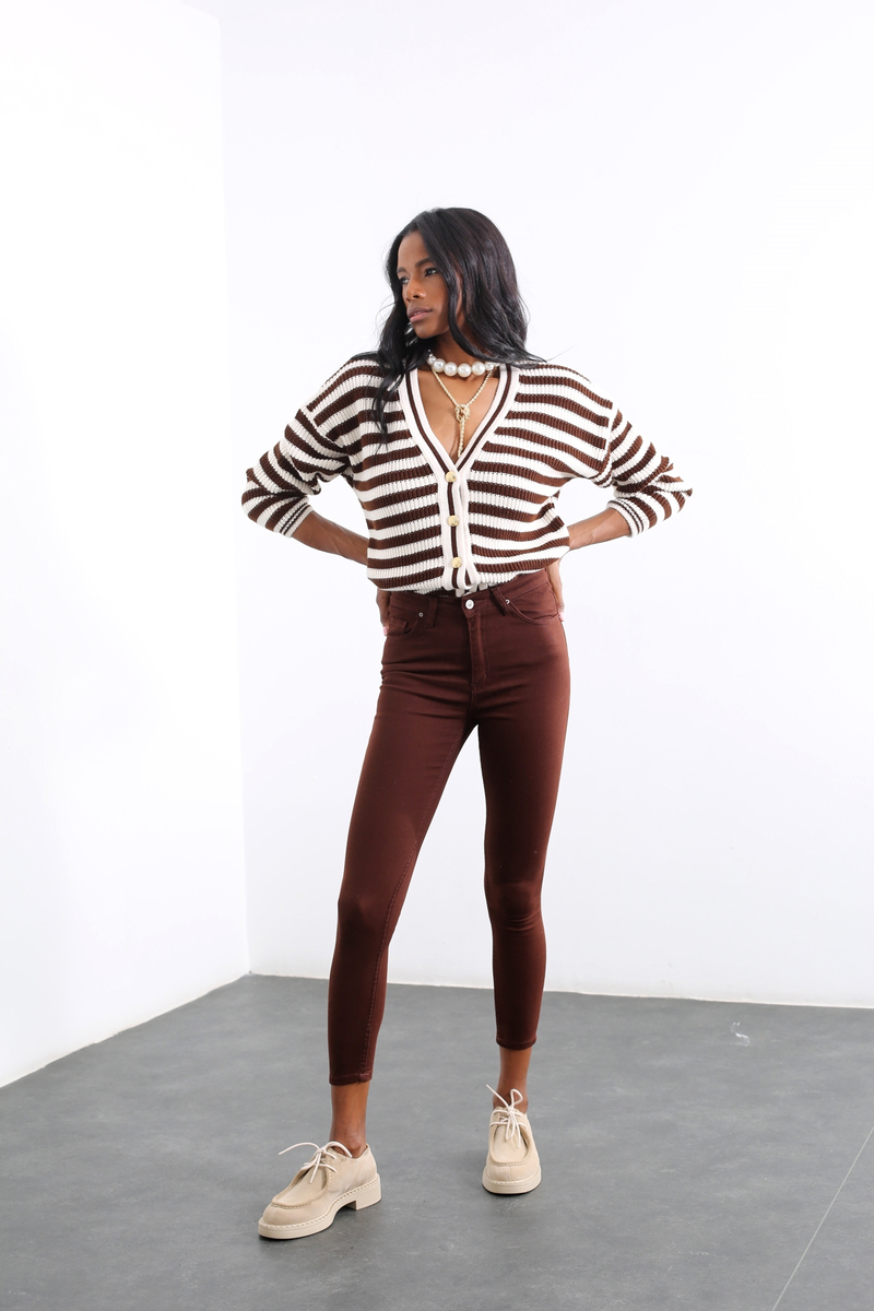 Acı Kahve Yüksek Bel Skinny Jean 2004