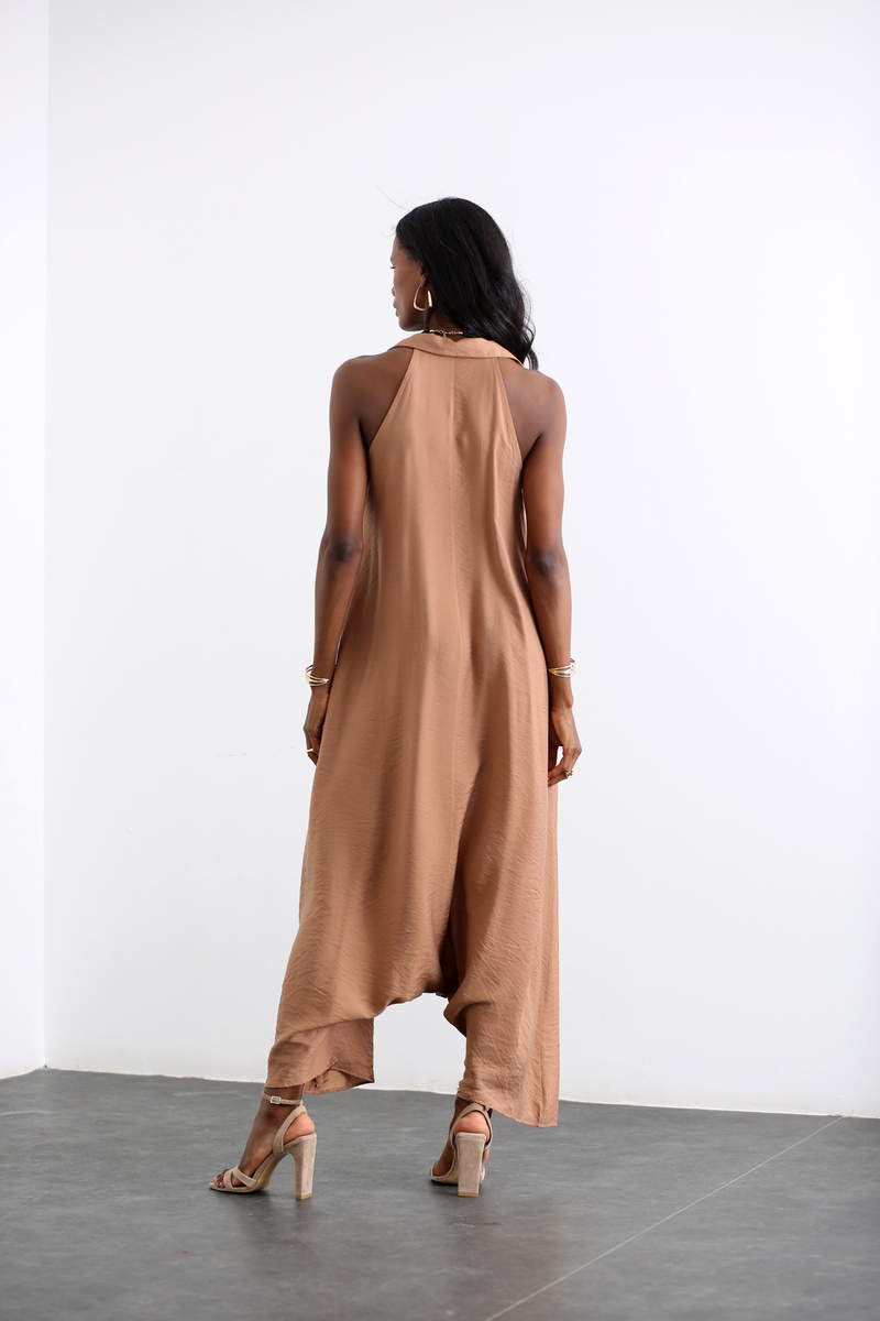 Açık Kahve Halter Yaka Şalvar Tulum 280050