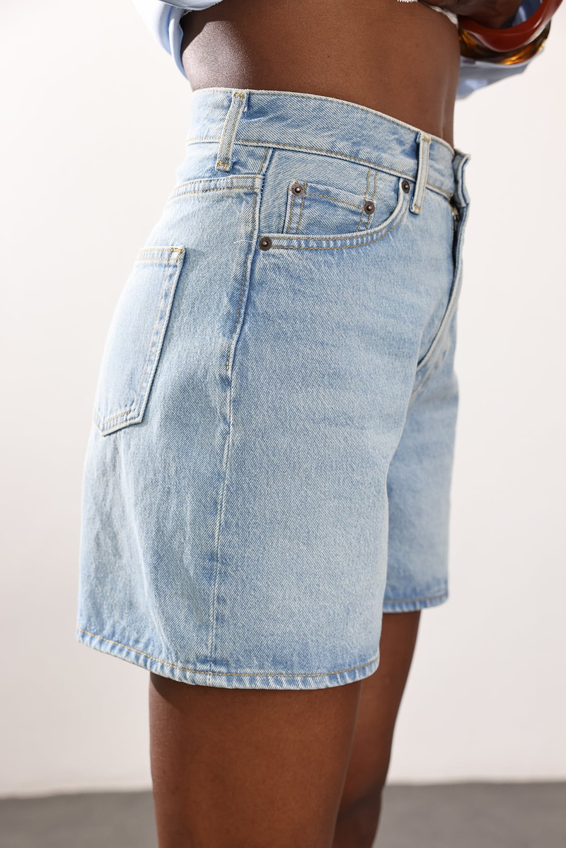 Açık Mavi Denim Şort 