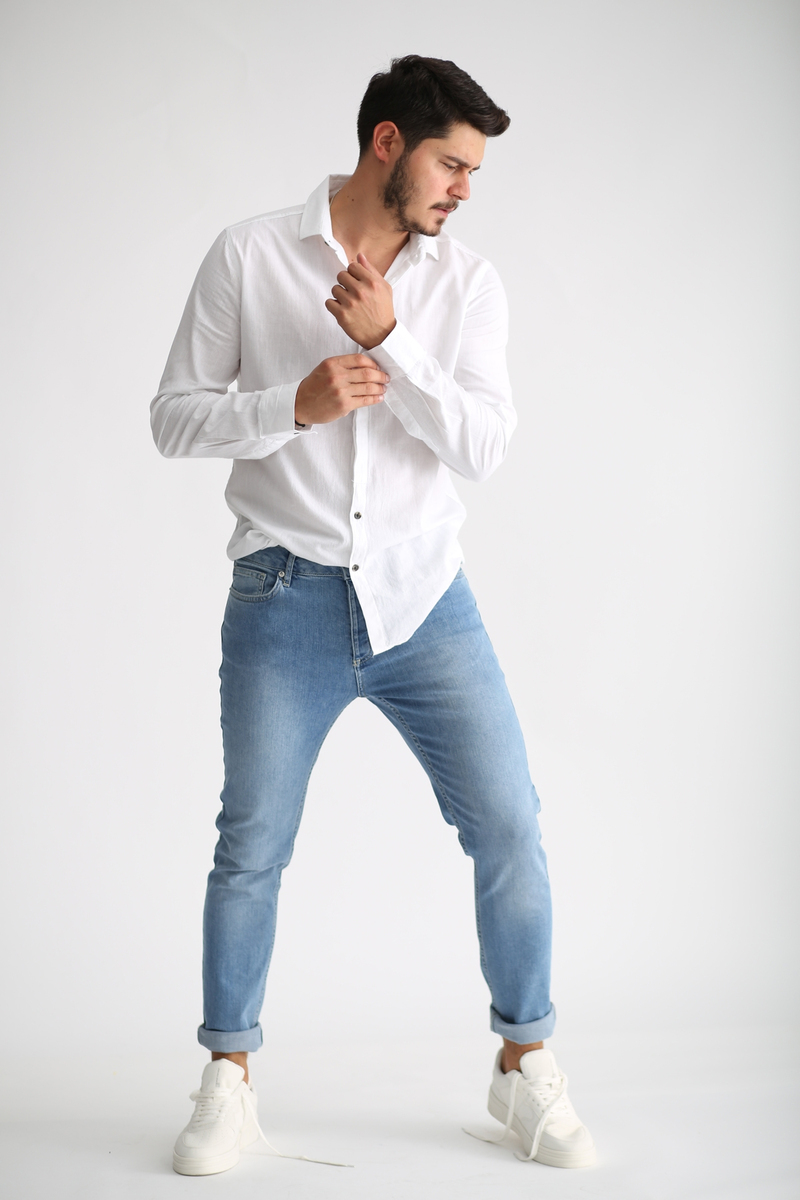 Açık Mavi Erkek Stretch Skınny Jean 