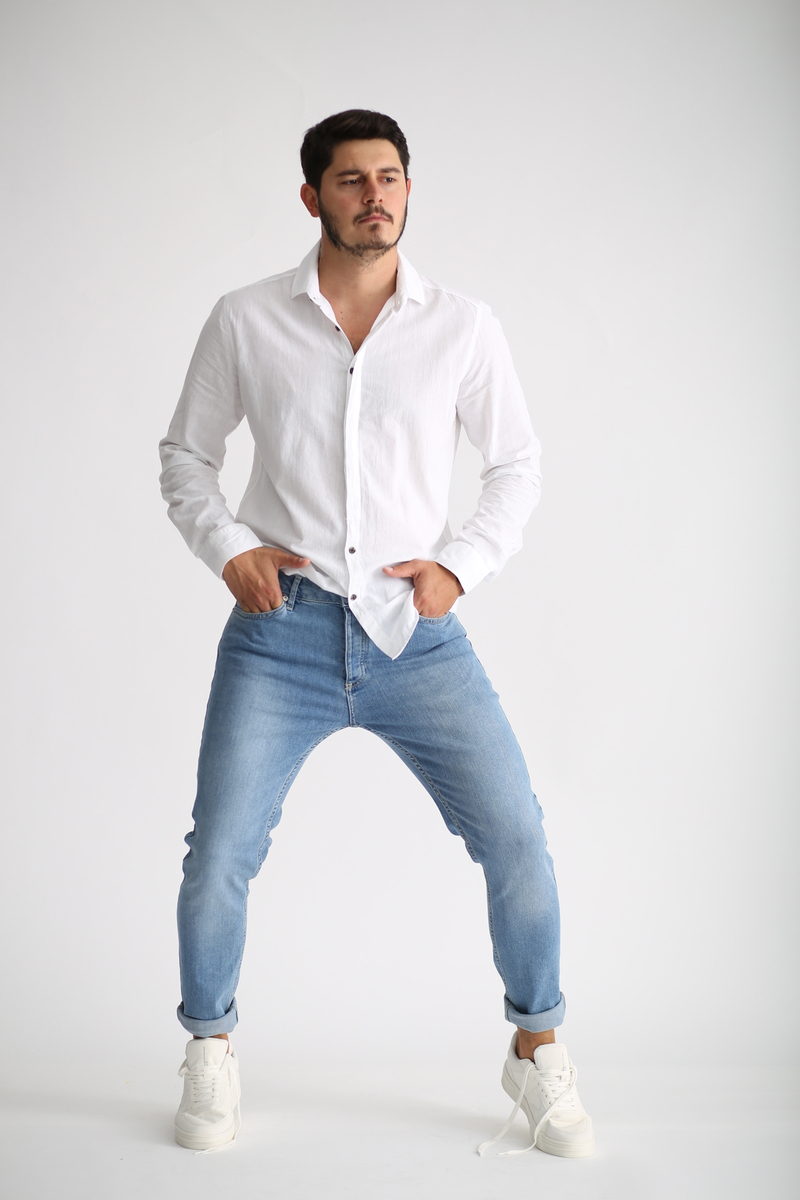 Açık Mavi Erkek Stretch Skınny Jean 