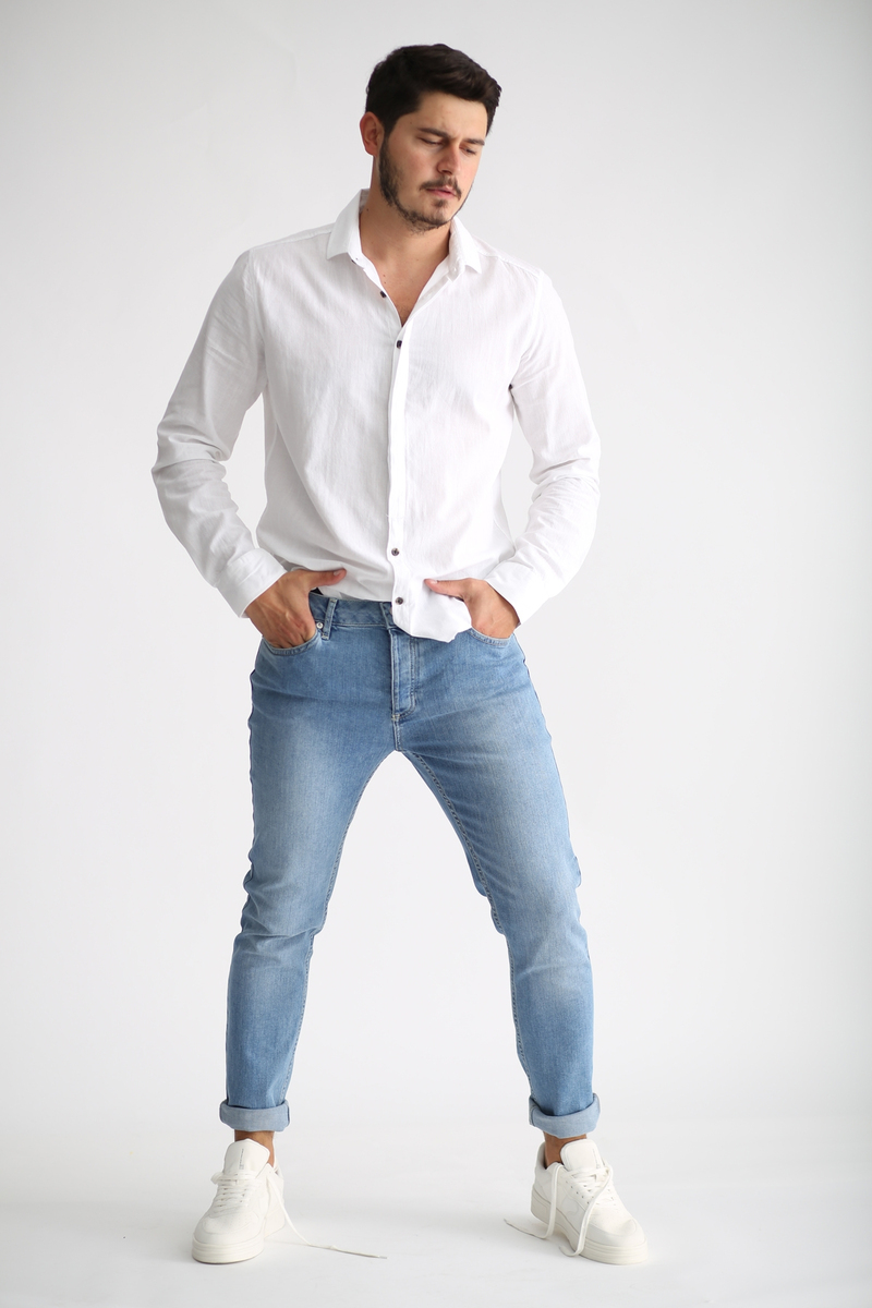 Açık Mavi Erkek Stretch Skınny Jean 