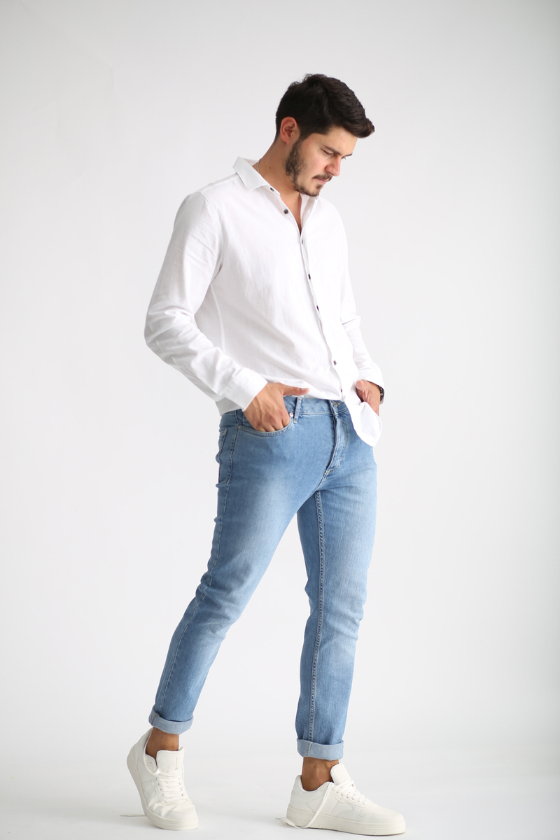 Açık Mavi Erkek Stretch Skınny Jean 