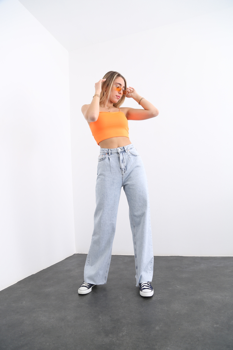 Açık Mavi Extra Yüksek Bel Wide Leg Jean 