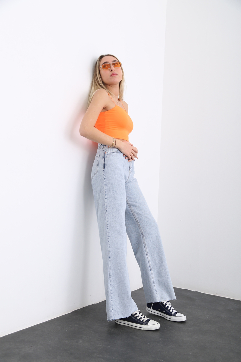 Açık Mavi Extra Yüksek Bel Wide Leg Jean 