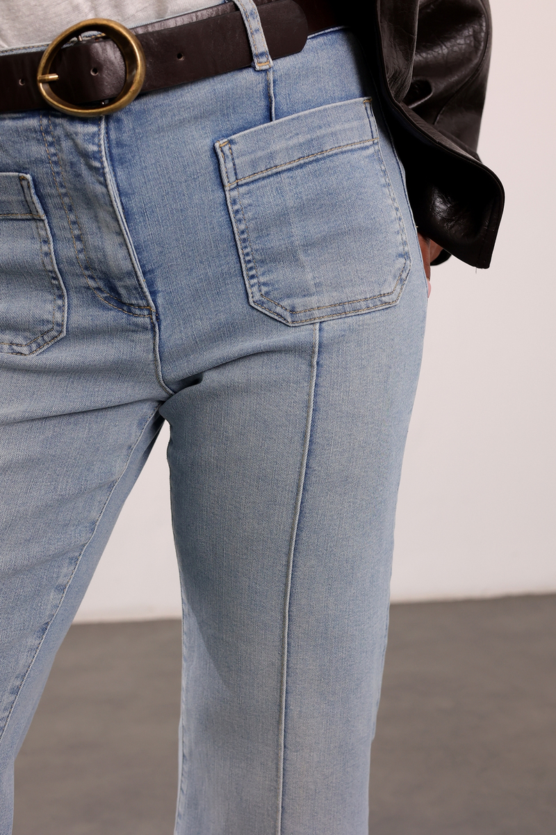 Açık Mavi Full Likralı Flare Jean 
