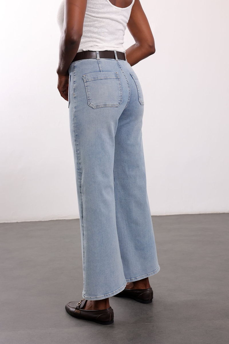 Açık Mavi Full Likralı Flare Jean 