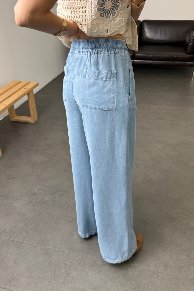 Açık Mavi Lyocell Wide Leg Jean 