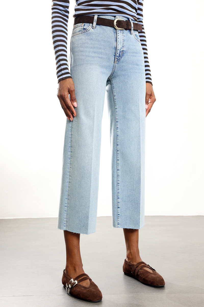 Açık Mavi Palazzo Cropped Jean 