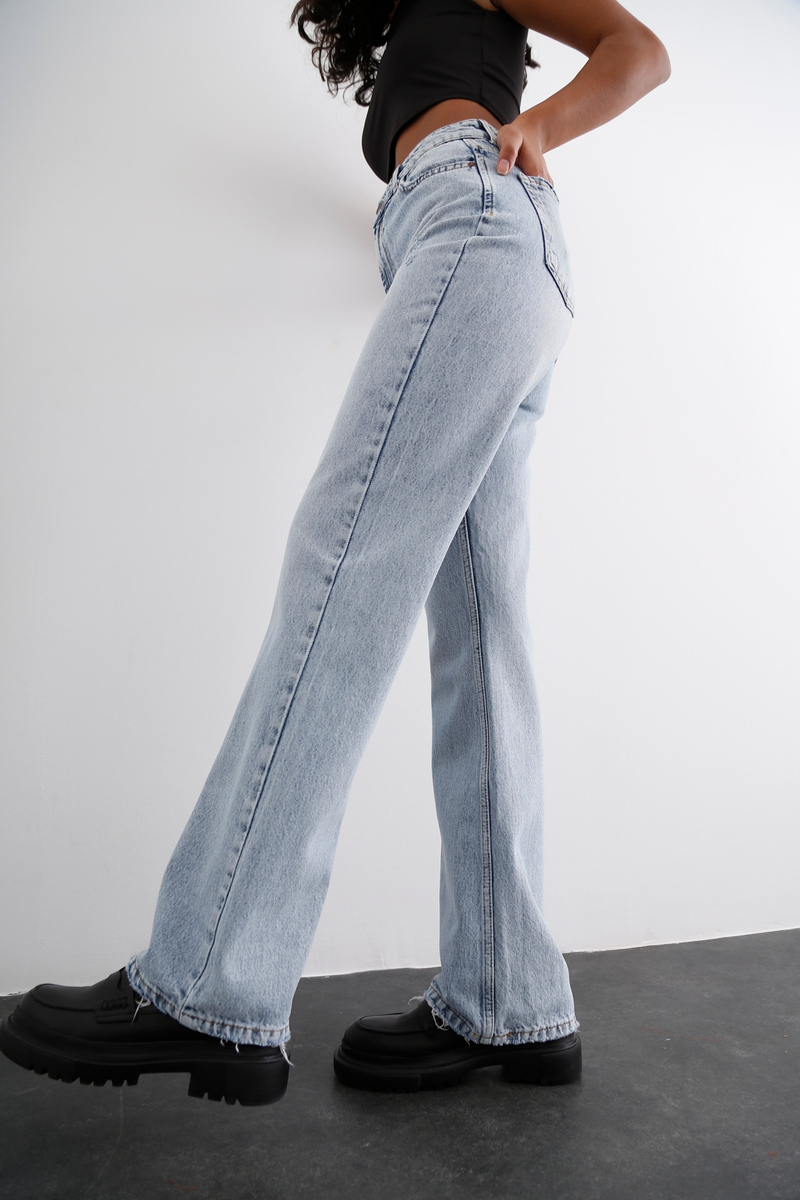 Açık Mavi Yüksek Bel Straight Fit Jean 21396