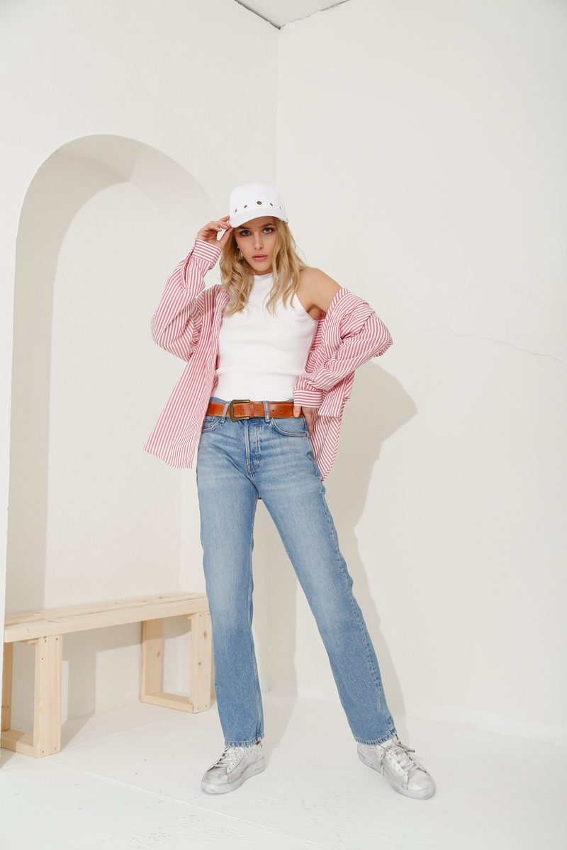 Açık Mavi Yüksek Bel Straight Fit Jean-1 