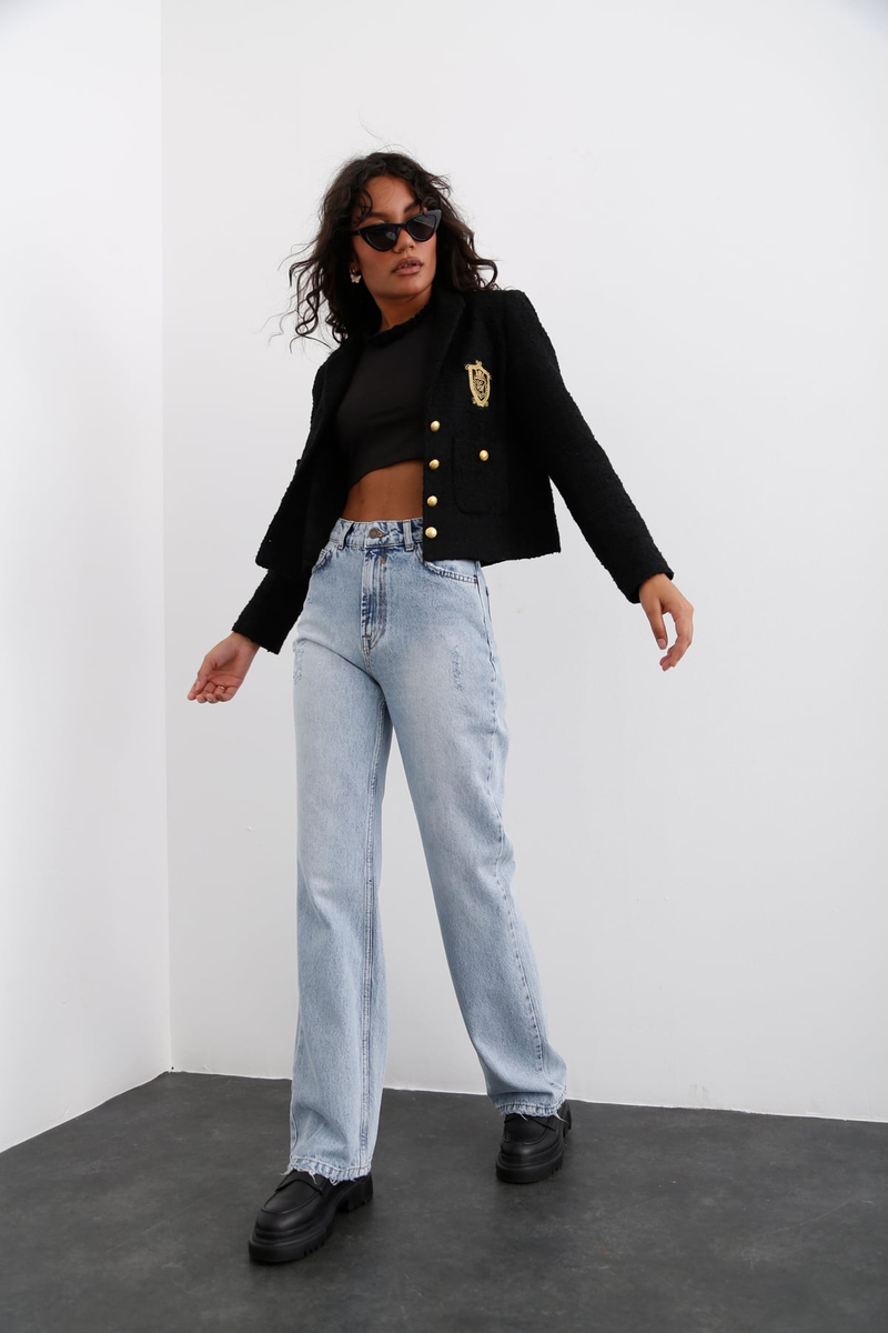 Açık Mavi Yüksek Bel Straight Fit Jean 21396
