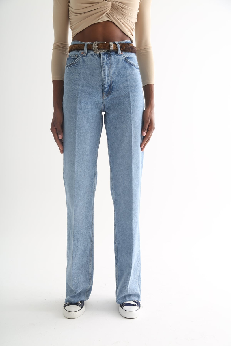 Açık Mavi Yüksek Bel Wide Leg Jean 
