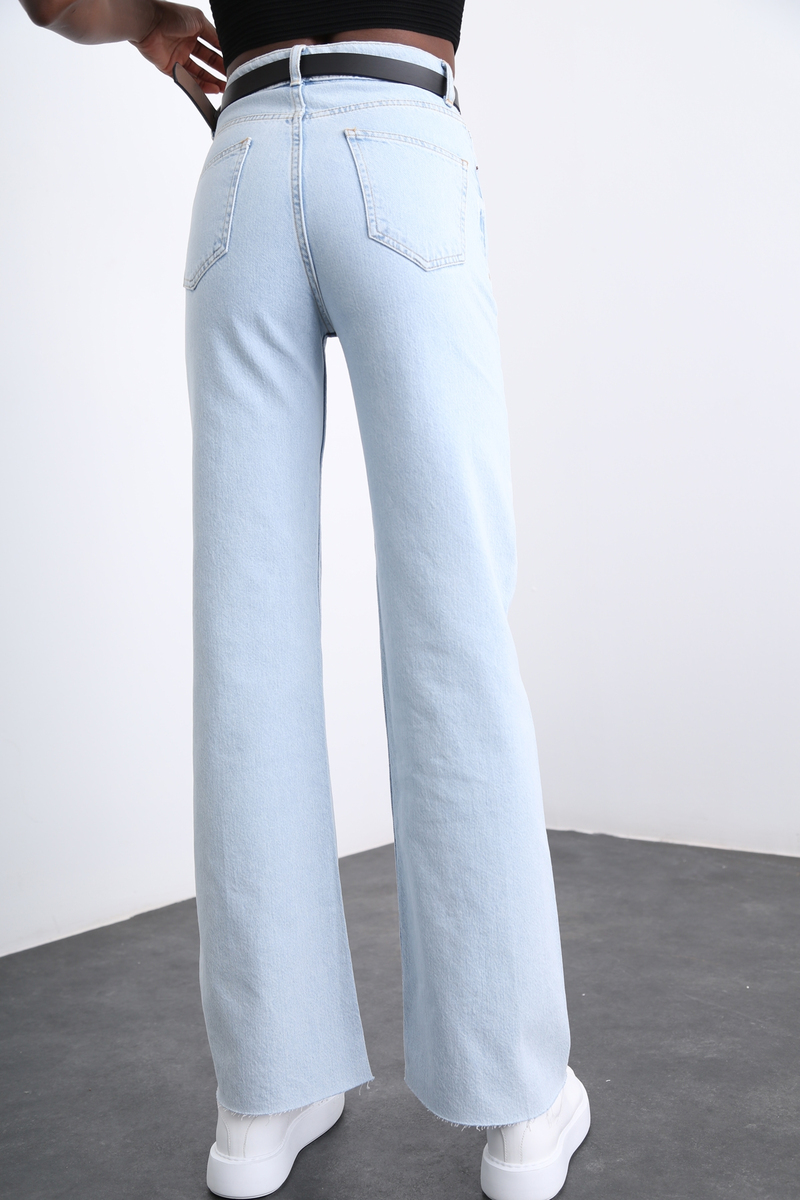 Açık Mavi Yüksek Bel Wide Leg Jean 11000001