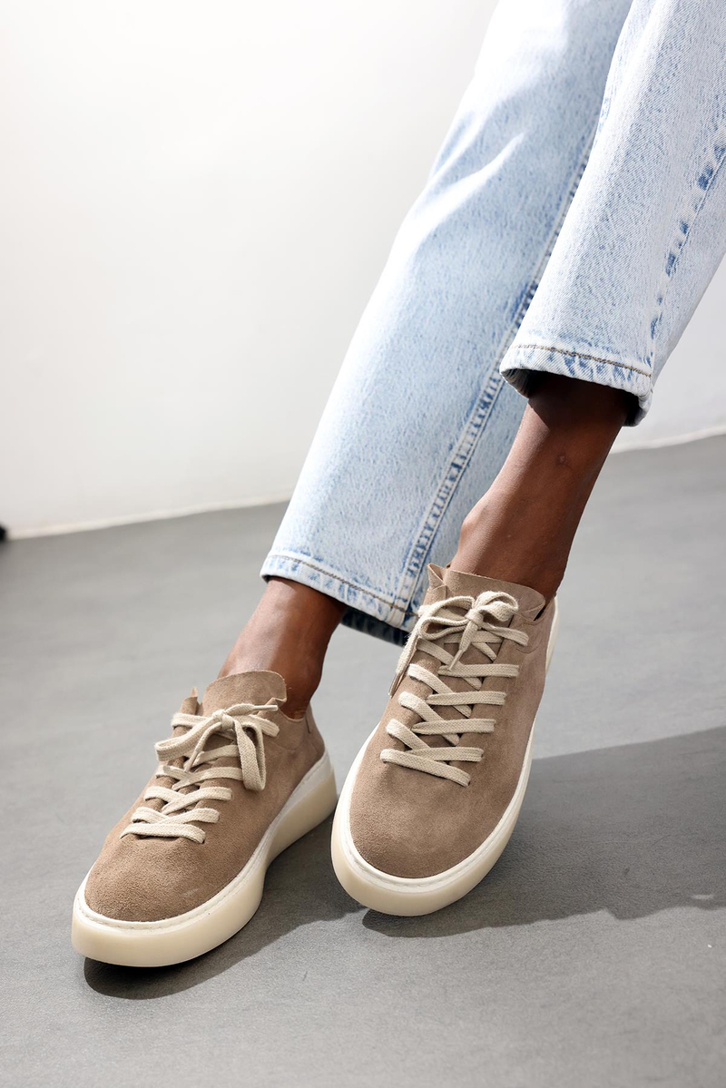 Açık Vizon Deri Sneaker 25210